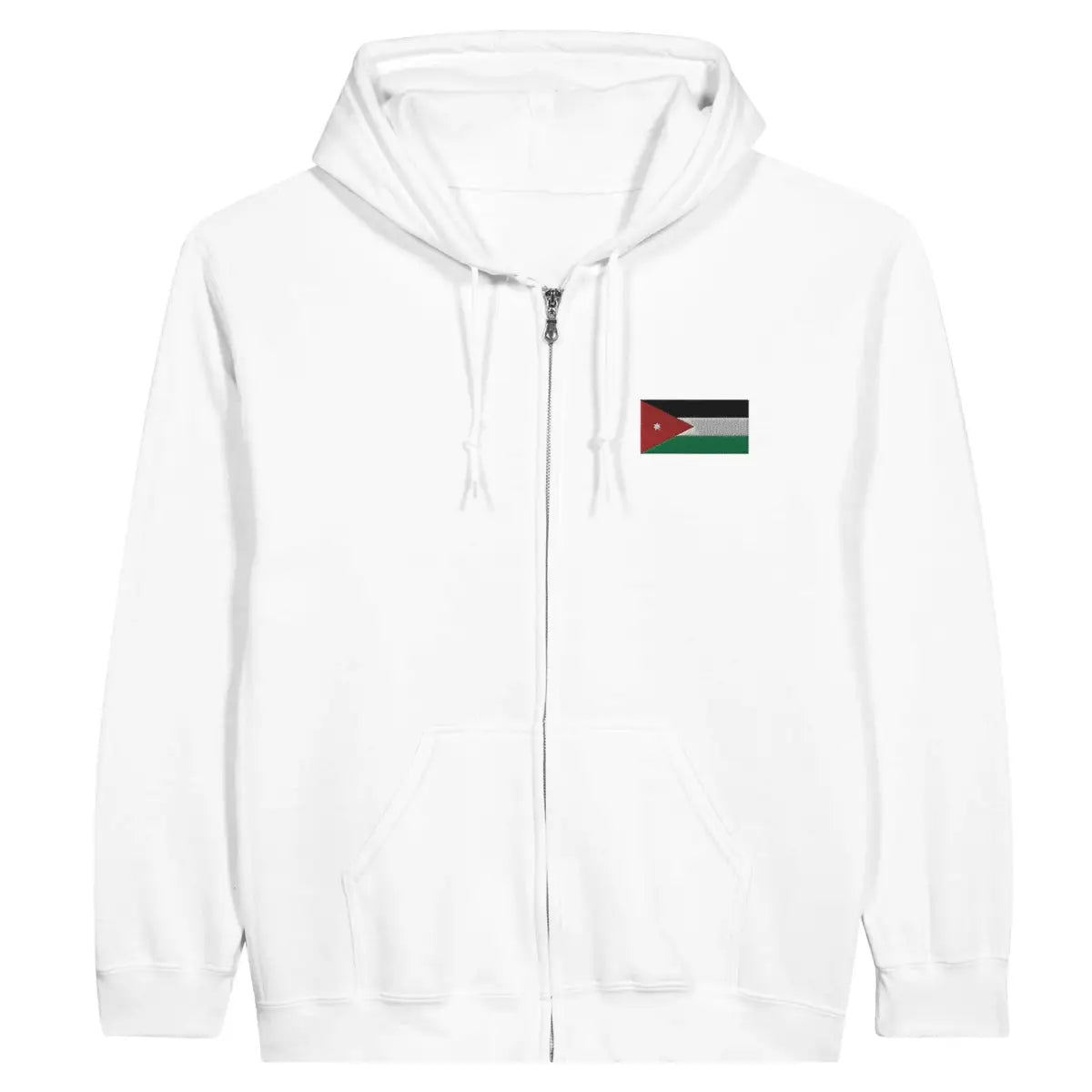 Sweat à capuche à fermeture éclair Drapeau de la Jordanie en broderie - Pixelforma 