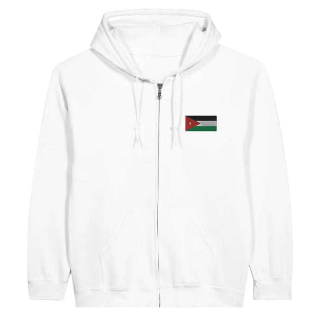 Sweat à capuche à fermeture éclair Drapeau de la Jordanie en broderie - Pixelforma 