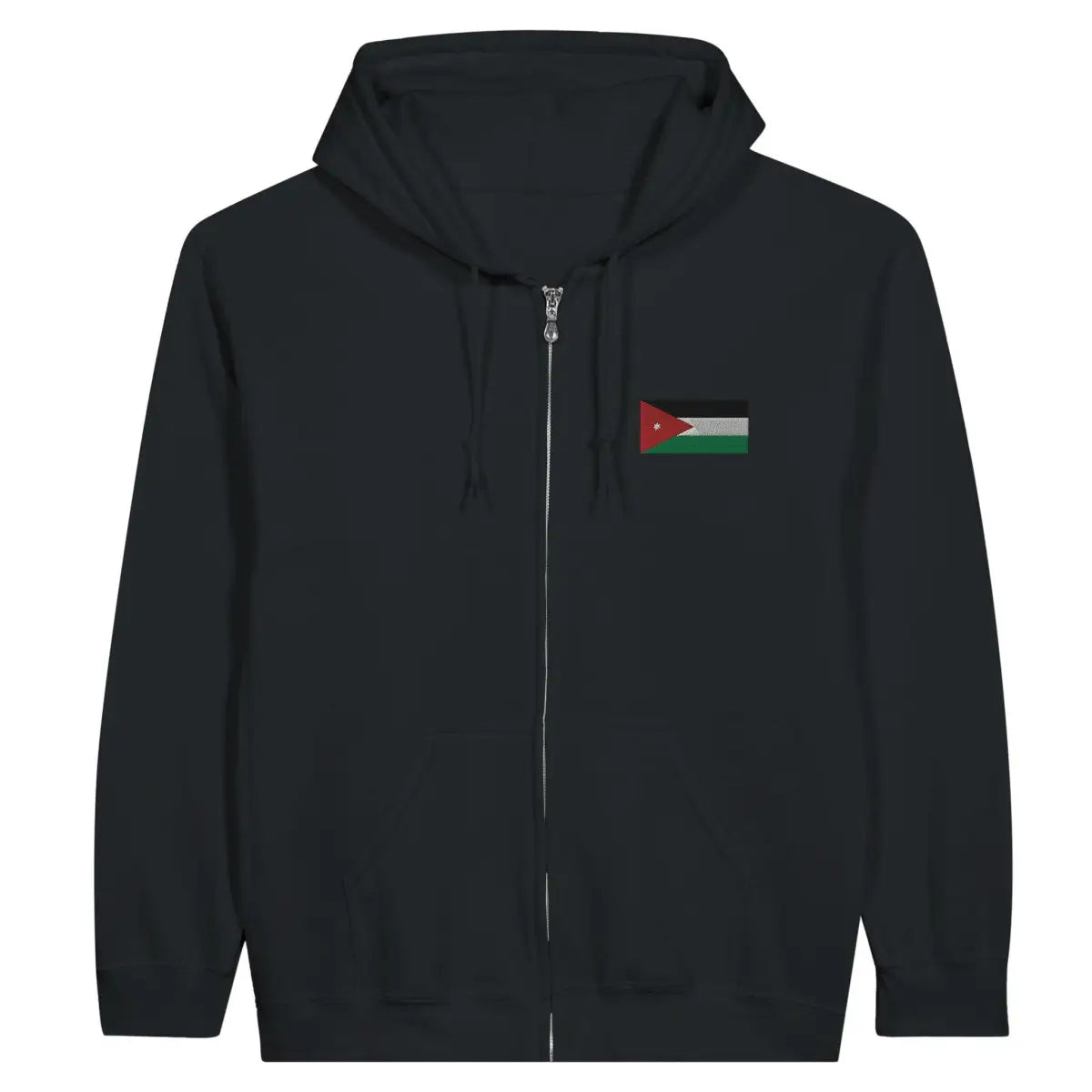 Sweat à capuche à fermeture éclair Drapeau de la Jordanie en broderie - Pixelforma 