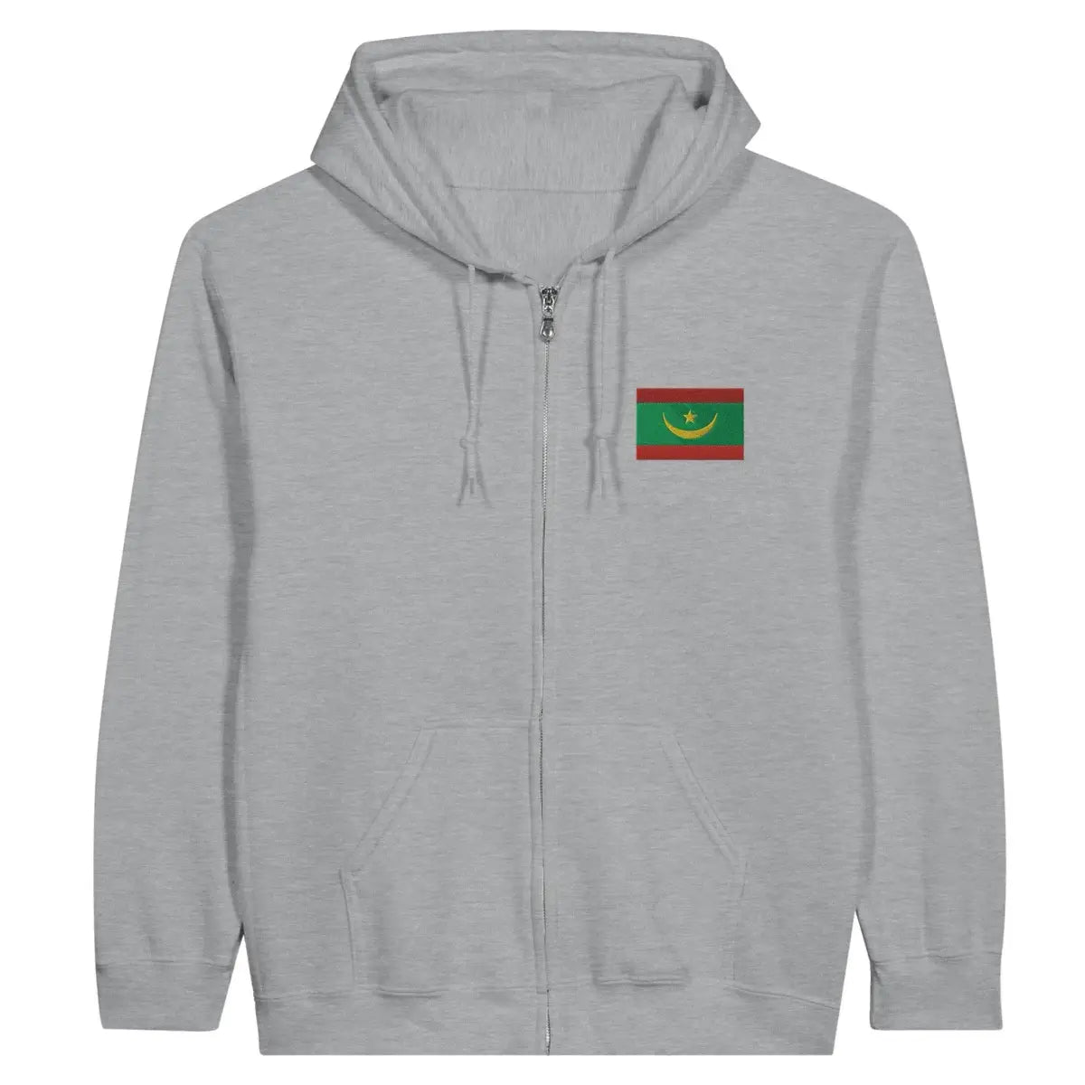 Sweat à capuche à fermeture éclair Drapeau de la Mauritanie en broderie - Pixelforma 