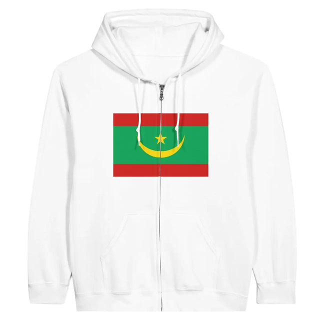 Sweat à capuche à fermeture éclair Drapeau de la Mauritanie - Pixelforma 