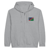 Sweat à capuche à fermeture éclair Drapeau de la Namibie en broderie - Pixelforma 