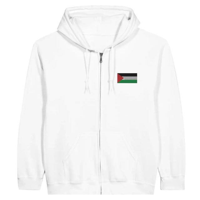 Sweat à capuche à fermeture éclair Drapeau de la Palestine en broderie - Pixelforma 