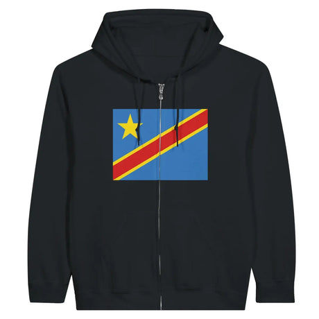 Sweat à capuche à fermeture éclair Drapeau de la république démocratique du Congo - Pixelforma 