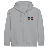 Sweat à capuche à fermeture éclair Drapeau de la République dominicaine en broderie - Pixelforma 