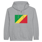 Sweat à capuche à fermeture éclair Drapeau de la république du Congo - Pixelforma 