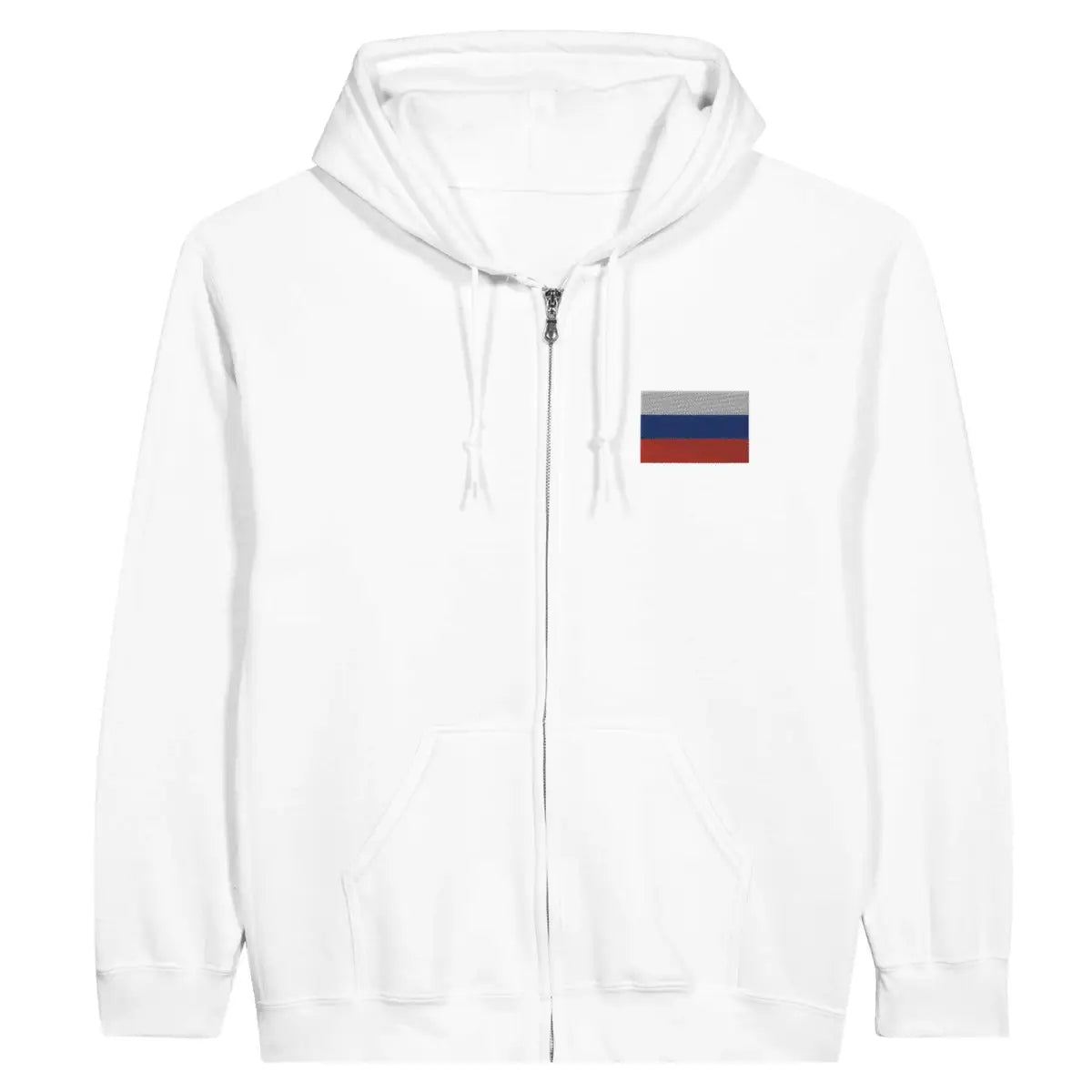 Sweat à capuche à fermeture éclair Drapeau de la Russie en broderie - Pixelforma 