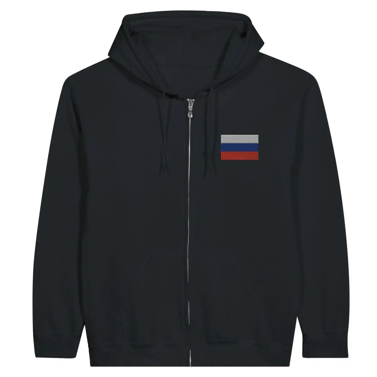 Sweat à capuche à fermeture éclair Drapeau de la Russie en broderie - Pixelforma 