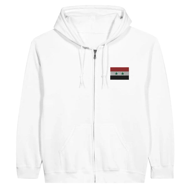 Sweat à capuche à fermeture éclair Drapeau de la Syrie en broderie - Pixelforma 