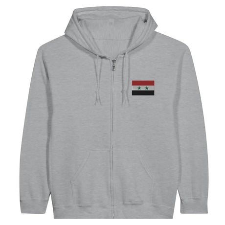 Sweat à capuche à fermeture éclair Drapeau de la Syrie en broderie - Pixelforma 