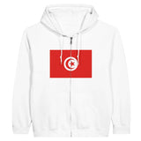 Sweat à capuche à fermeture éclair Drapeau de la Tunisie - Pixelforma 