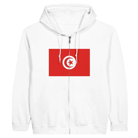 Sweat à capuche à fermeture éclair Drapeau de la Tunisie - Pixelforma 