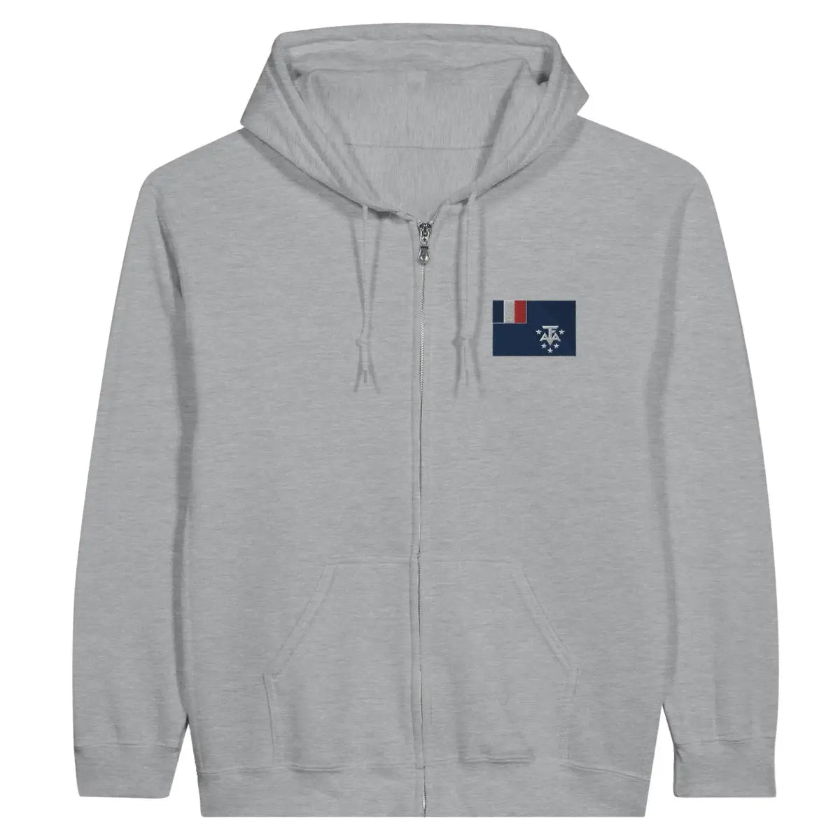 Sweat à capuche à fermeture éclair Drapeau de l'Antarctique française en broderie - Pixelforma 