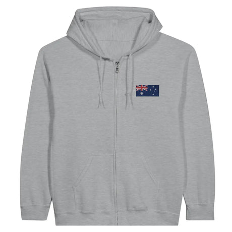 Sweat à capuche à fermeture éclair Drapeau de l'Australie en broderie - Pixelforma 