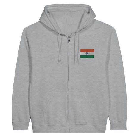 Sweat à capuche à fermeture éclair Drapeau de l'Inde en broderie - Pixelforma 