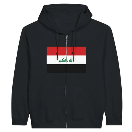 Sweat à capuche à fermeture éclair Drapeau de l'Irak - Pixelforma 