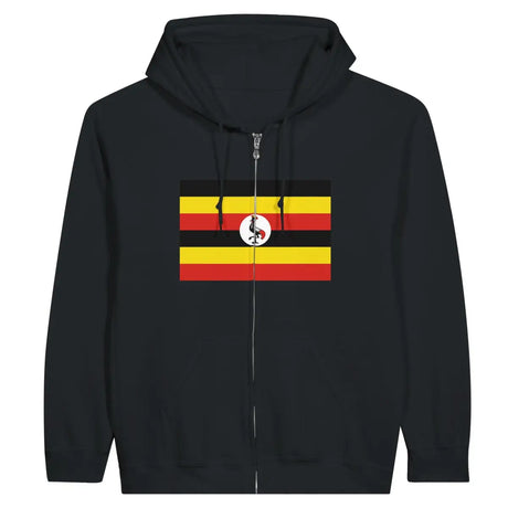 Sweat à capuche à fermeture éclair Drapeau de l'Ouganda - Pixelforma 