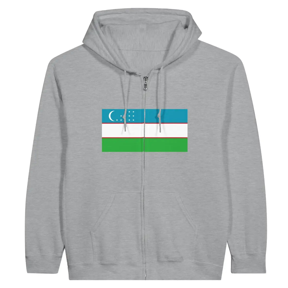 Sweat à capuche à fermeture éclair Drapeau de l'Ouzbékistan - Pixelforma 