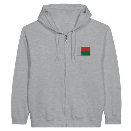 Sweat à capuche à fermeture éclair Drapeau de Madagascar en broderie - Pixelforma 