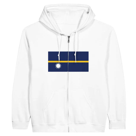 Sweat à capuche à fermeture éclair Drapeau de Nauru - Pixelforma 