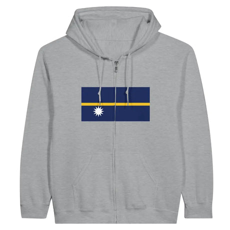 Sweat à capuche à fermeture éclair Drapeau de Nauru - Pixelforma 