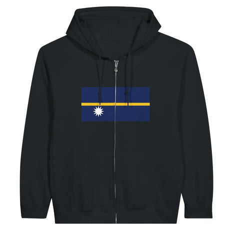 Sweat à capuche à fermeture éclair Drapeau de Nauru - Pixelforma 