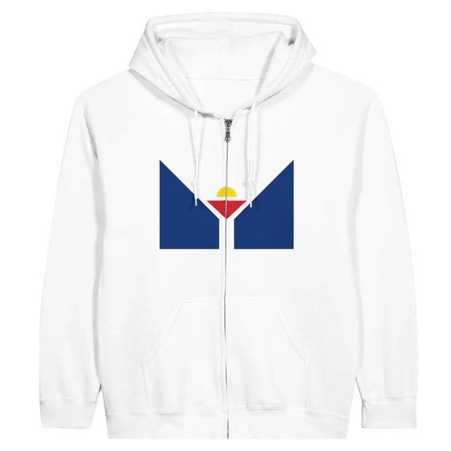 Sweat à capuche à fermeture éclair Drapeau de Saint-Martin antilles française - Pixelforma 