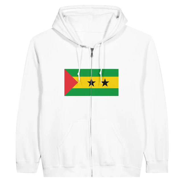 Sweat à capuche à fermeture éclair Drapeau de Sao Tomé-et-Principe - Pixelforma 