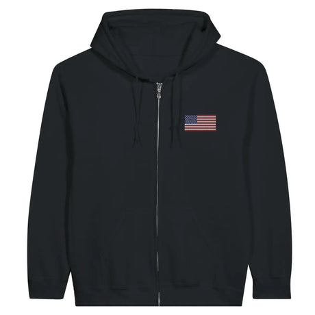 Sweat à capuche à fermeture éclair Drapeau des États-Unis en broderie - Pixelforma 