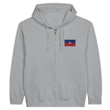 Sweat à capuche à fermeture éclair Drapeau d'Haïti en broderie - Pixelforma 