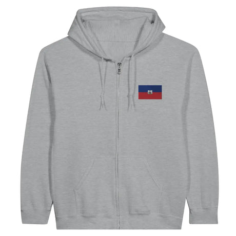 Sweat à capuche à fermeture éclair Drapeau d'Haïti en broderie - Pixelforma 