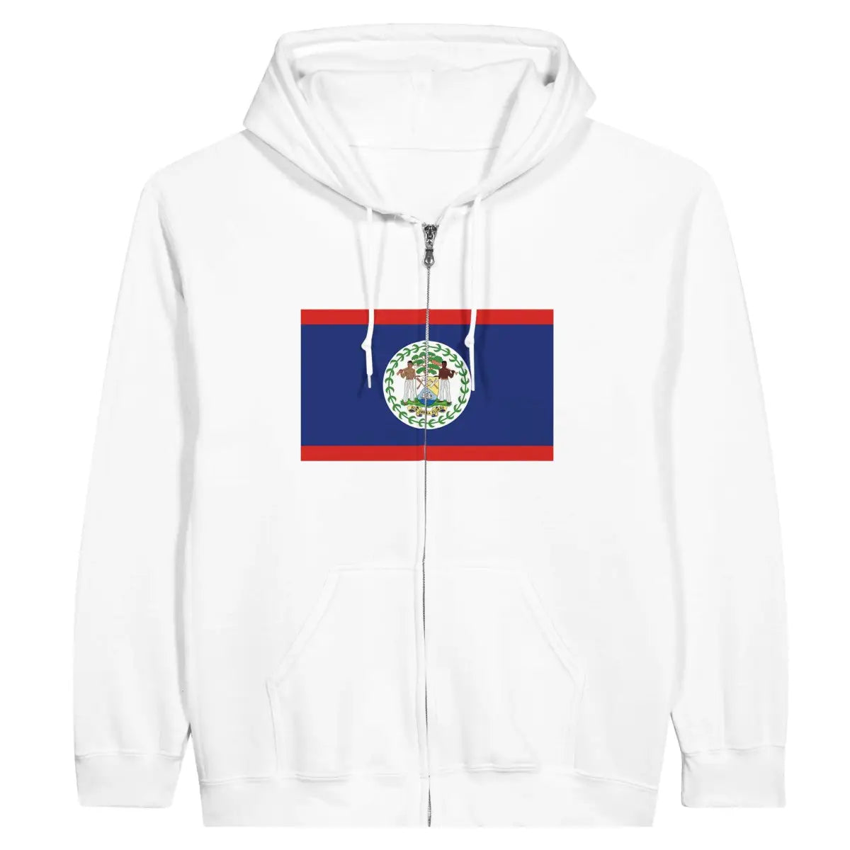 Sweat à capuche à fermeture éclair Drapeau du Belize - Pixelforma 