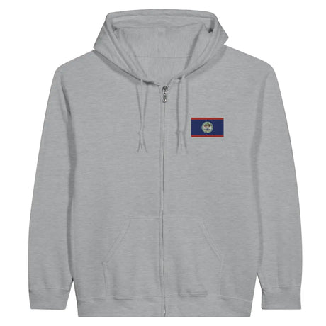 Sweat à capuche à fermeture éclair Drapeau du Belize en broderie - Pixelforma 