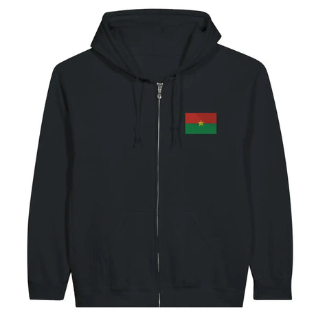 Sweat à capuche à fermeture éclair Drapeau du Burkina Faso en broderie - Pixelforma 