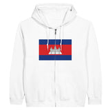 Sweat à capuche à fermeture éclair Drapeau du Cambodge - Pixelforma 