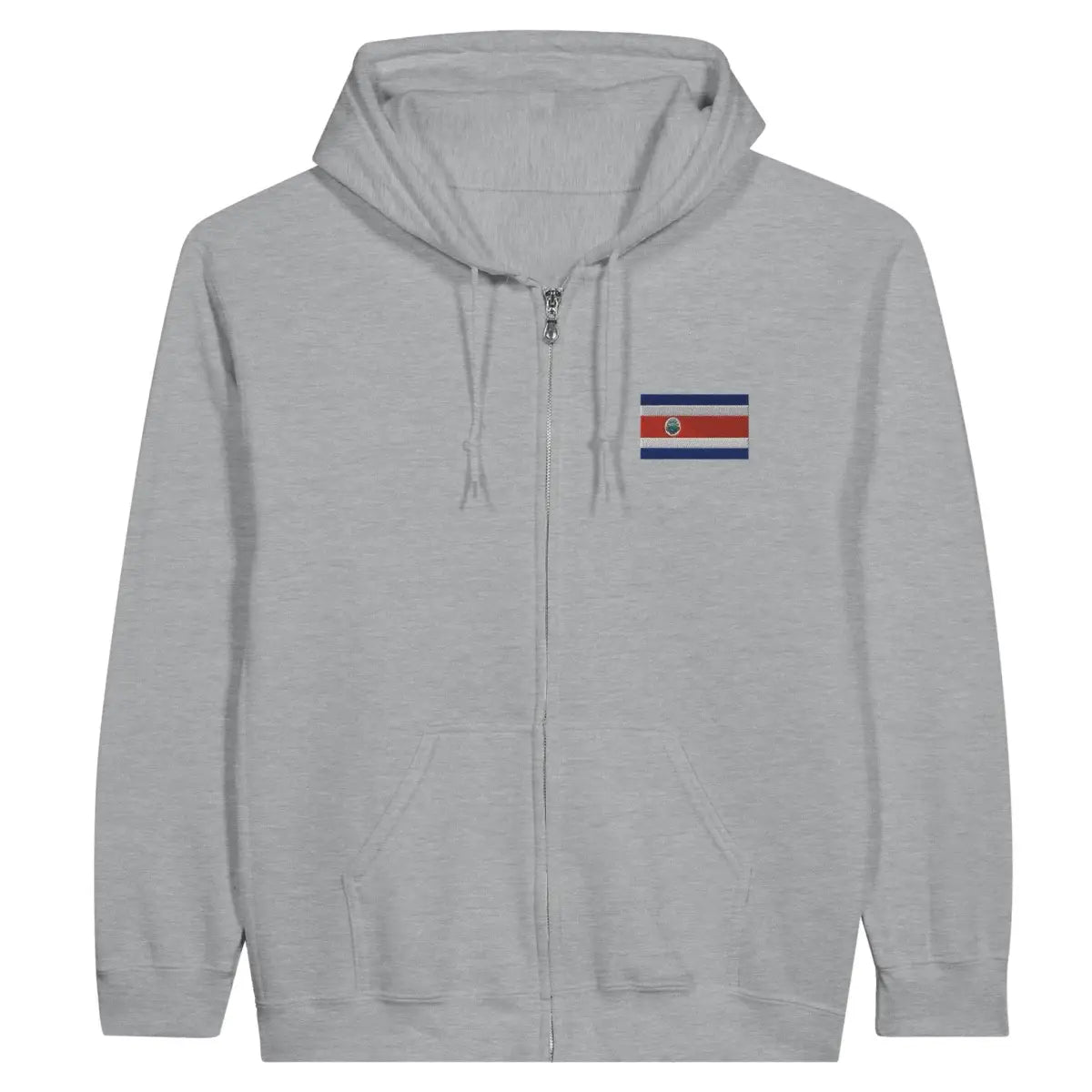 Sweat à capuche à fermeture éclair Drapeau du Costa Rica en broderie - Pixelforma 