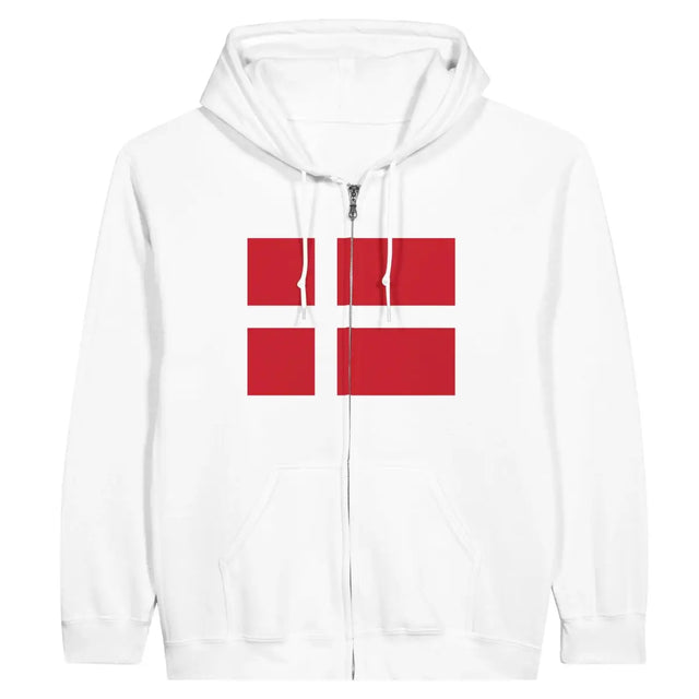 Sweat à capuche à fermeture éclair Drapeau du Danemark - Pixelforma 