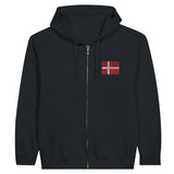 Sweat à capuche à fermeture éclair Drapeau du Danemark en broderie - Pixelforma 