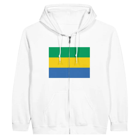 Sweat à capuche à fermeture éclair Drapeau du Gabon - Pixelforma 