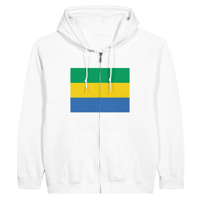 Sweat à capuche à fermeture éclair Drapeau du Gabon - Pixelforma 