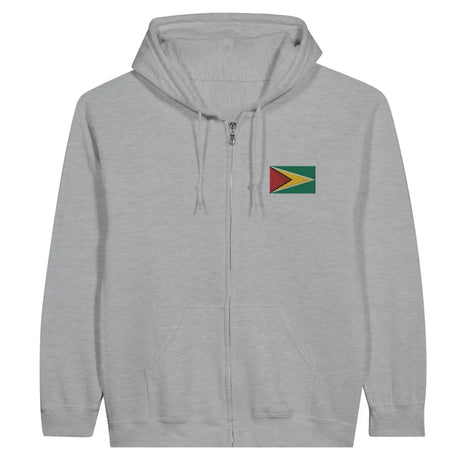 Sweat à capuche à fermeture éclair Drapeau du Guyana en broderie - Pixelforma 