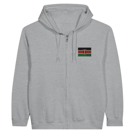 Sweat à capuche à fermeture éclair Drapeau du Kenya en broderie - Pixelforma 