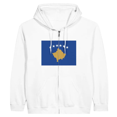 Sweat à capuche à fermeture éclair Drapeau du Kosovo - Pixelforma 