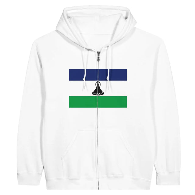 Sweat à capuche à fermeture éclair Drapeau du Lesotho - Pixelforma 