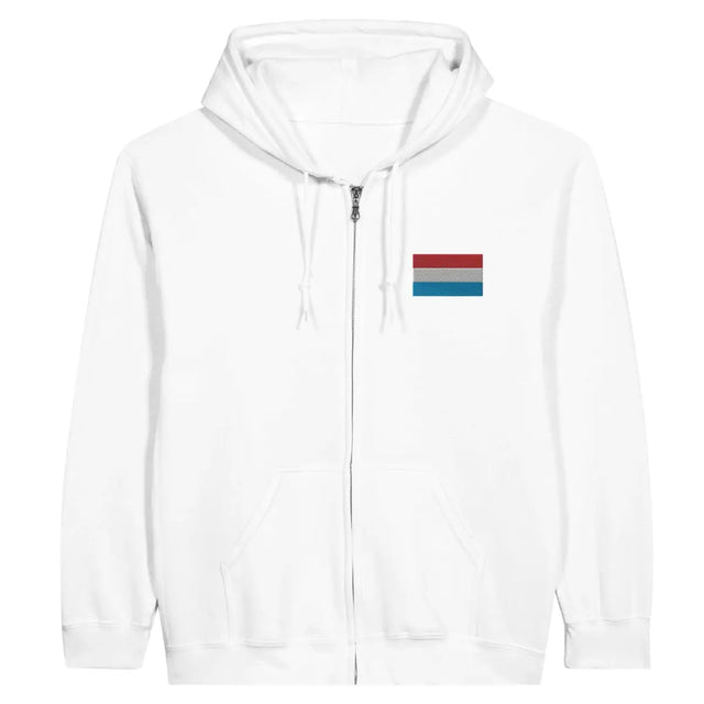 Sweat à capuche à fermeture éclair Drapeau du Luxembourg en broderie - Pixelforma 