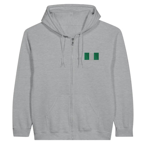 Sweat à capuche à fermeture éclair Drapeau du Nigeria en broderie - Pixelforma 