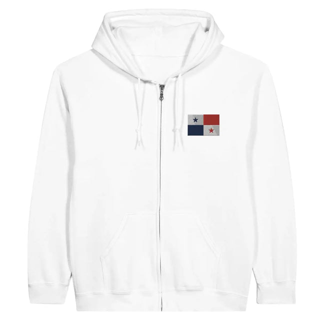 Sweat à capuche à fermeture éclair Drapeau du Panama en broderie - Pixelforma 