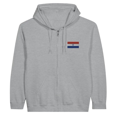 Sweat à capuche à fermeture éclair Drapeau du Paraguay en broderie - Pixelforma 