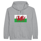 Sweat à capuche à fermeture éclair Drapeau du pays de Galles - Pixelforma 