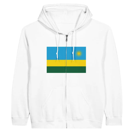 Sweat à capuche à fermeture éclair Drapeau du Rwanda - Pixelforma 